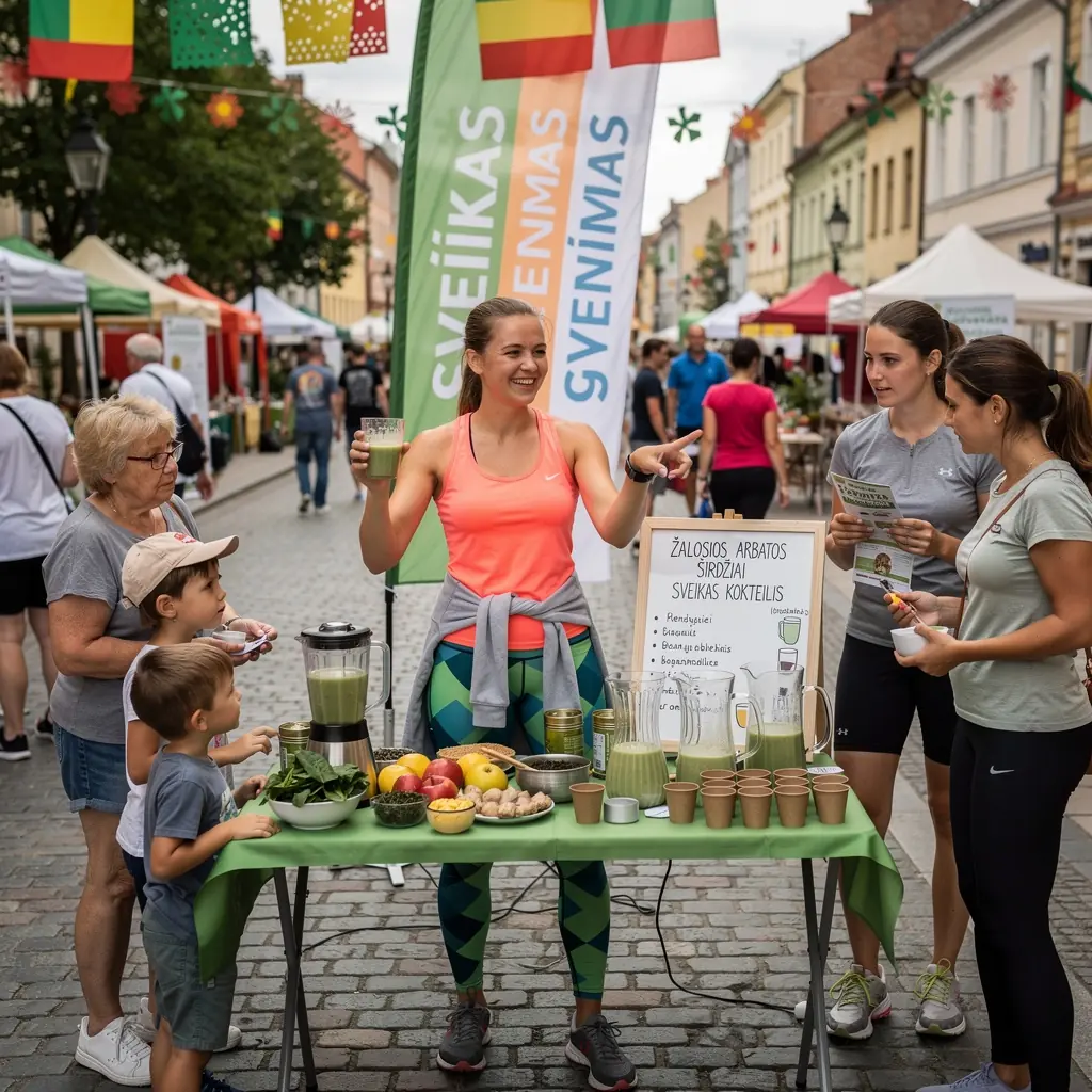 Žaliosios arbatos puodelis su šviežiais lapeliais, simbolizuojantis širdies sveikatą.