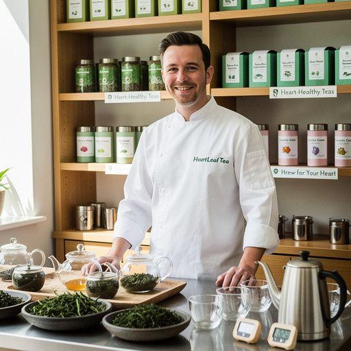 Žaliosios arbatos puodelis, simbolizuojantis širdies sveikatą ir gerą kraujospūdį.